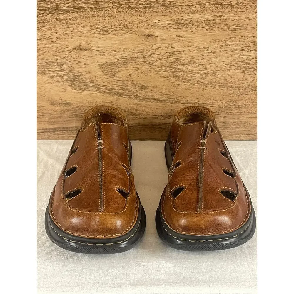 Born Brown Leather Closed Toe Clog Sandals Slip On Men's Size 10 / 42M